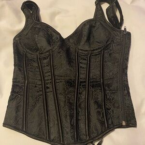 Black Floral Corset Bustier - Women Intimates